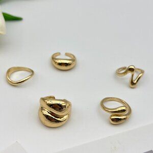 Gold Abstract Rings – Set of 5